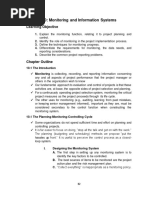 Chapter 10: Monitoring and Information Systems: Learning Objective