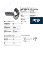 Double Slotted Mushroom Head Screw NF E25-129 Steel Zinc Plated 4.8 M4X10