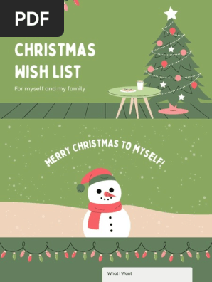Green and Pink Illustrative Christmas Scene Blank Wish List Christmas Presentation