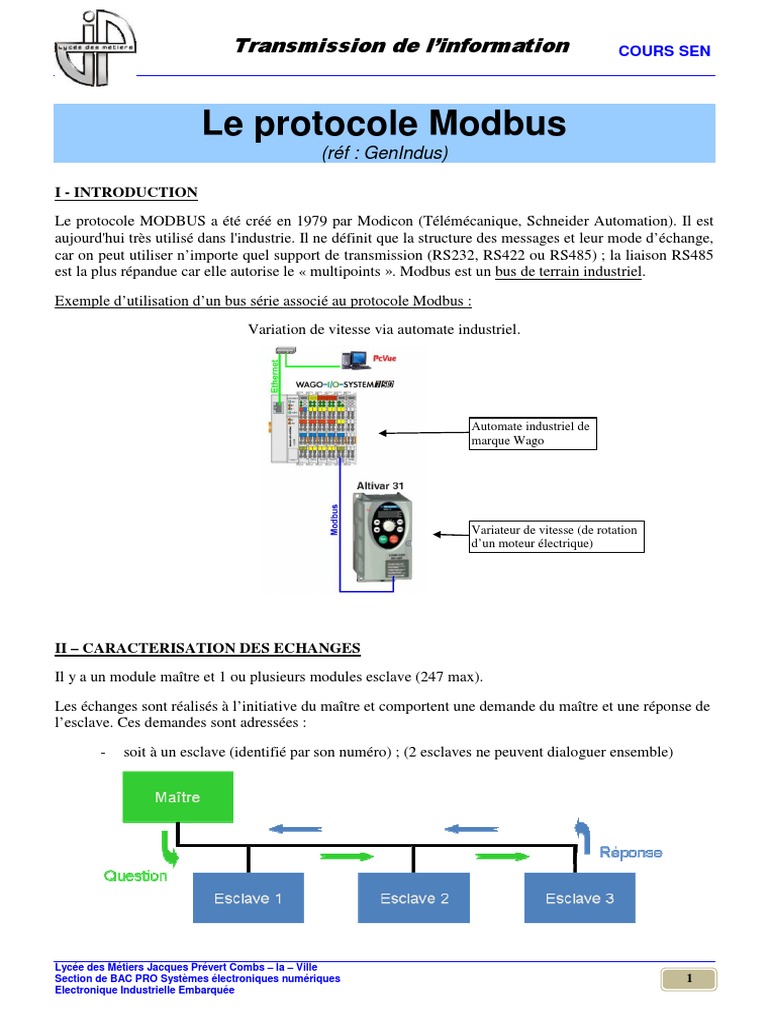 Introduction au protocole Modbus | PDF | Électronique | ASCII
