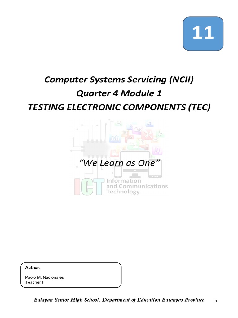 G11finalCSS SHS LAS Q4 W1 PDF Electronic Component Electronics