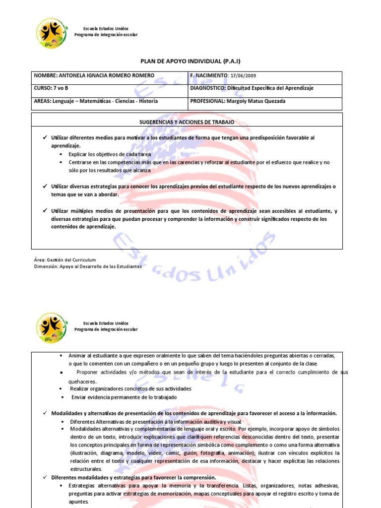 Ejemplo Pai | PDF | Aprendizaje | Plan de estudios