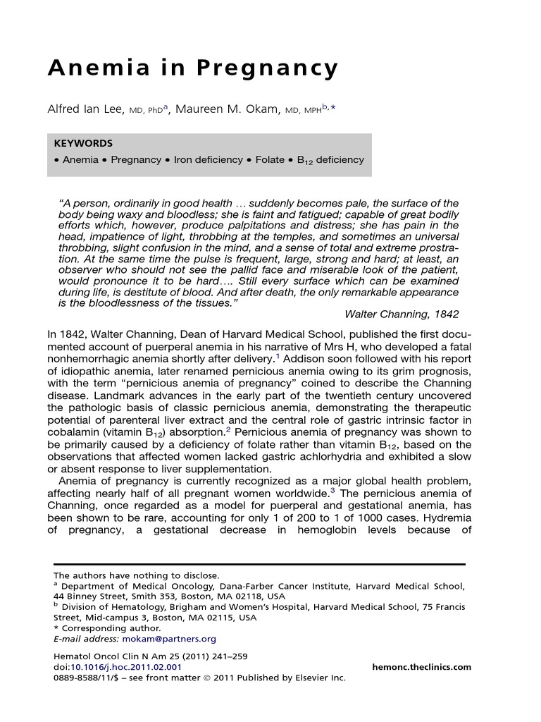 Anemia in Pregnancy Alfred Ian Lee,, Maureen M. Okam PDF Vitamin