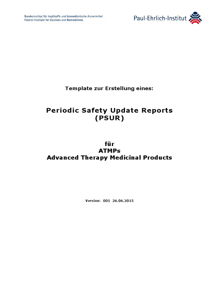 PSUR Template for Advanced Therapy Medicinal Products | PDF | Clinical ...