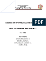 Taguig City University: Bachelor of Public Administration Gee 109 Gender and Society