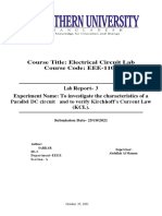 To Investigate The Characteristics of A Parallel DC Circuit and To Verify Kirchhoff's Current Law (KCL)