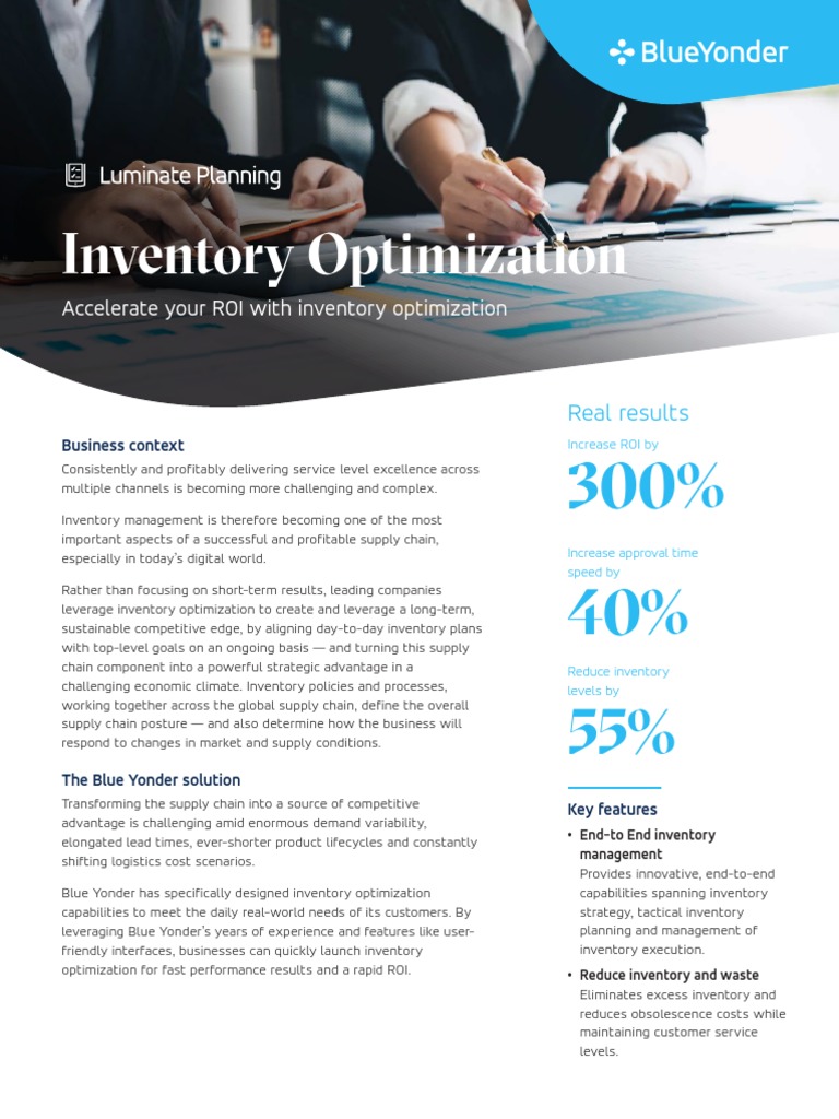 Blue Yonder Inventory Optimization Solution Sheet PDF Inventory