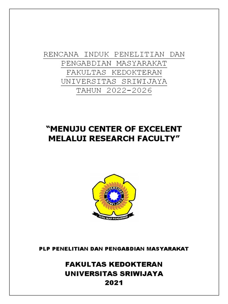 Rip Dan Road Map Penelitian FK Unsri 2021 5 Desember 2021 | PDF