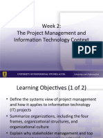 Week 2: The Project Management and Information Technology Context