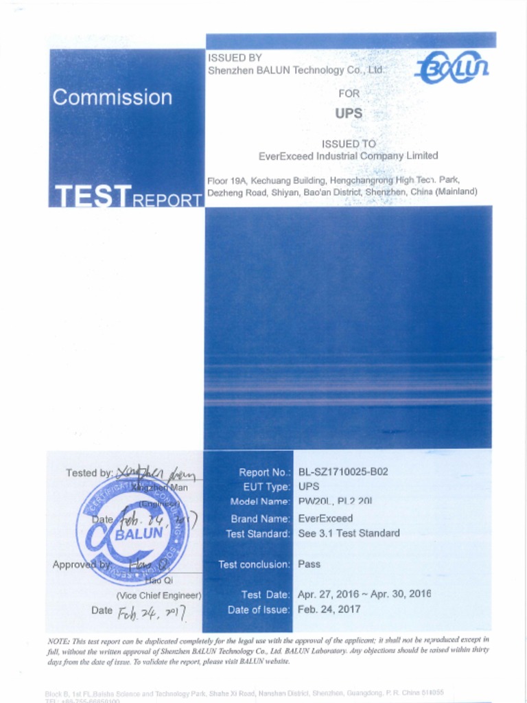 BL SZ1710025 Test Report PW20L PL2 20L (English) | PDF | Power Inverter ...