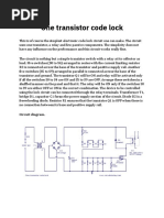 One Transistor Code Lock: Circuit Diagram