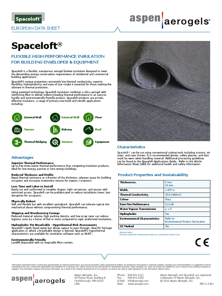 Spaceloft Datasheet English | PDF | Building Insulation | Thermal ...