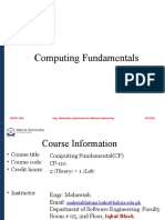Computing Fundamentals: CF (CSC-110) Engr. Mahawish, Department of Software Engineering Fall 2021