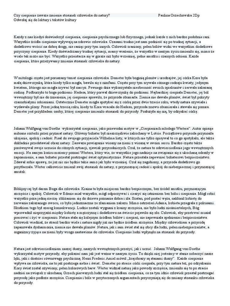 Czy Cierpienie Jest Potrzebne W życiu Człowieka Rozprawka