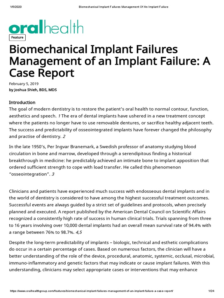 Managing Biomechanical Implant Failures | PDF | Dental Implant ...