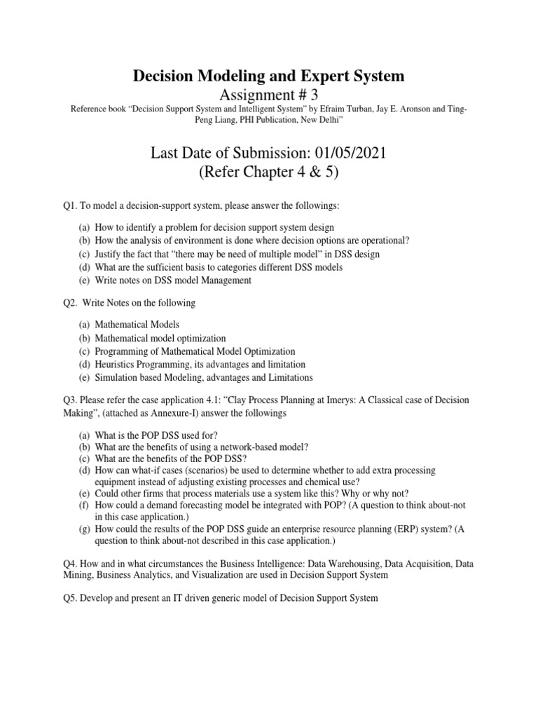 Decision Modeling and Expert System: Assignment # 3 | PDF