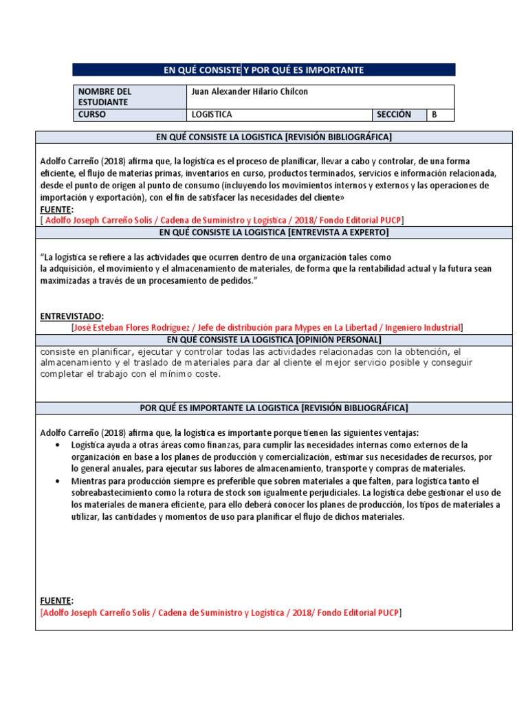 Importancia de la Logística y Cadena de Suministro | PDF | Logística ...