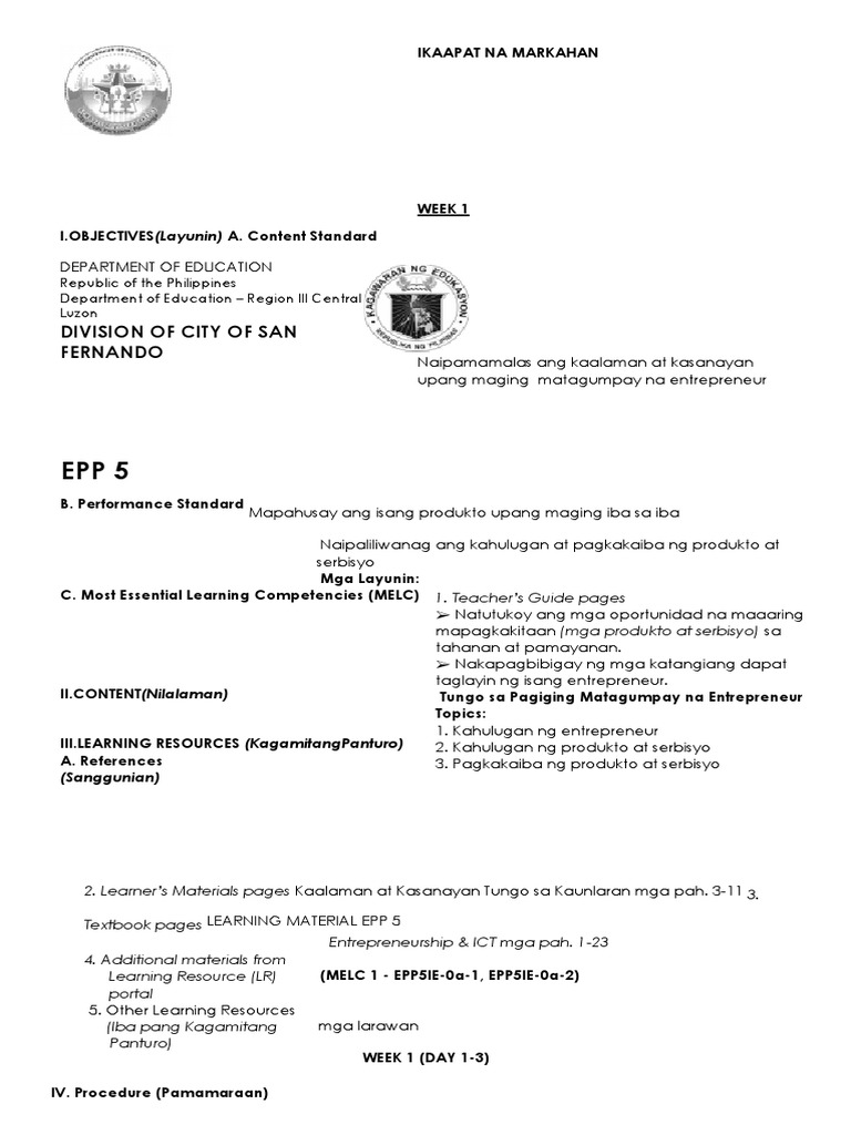 5 Epp Week 1 | PDF