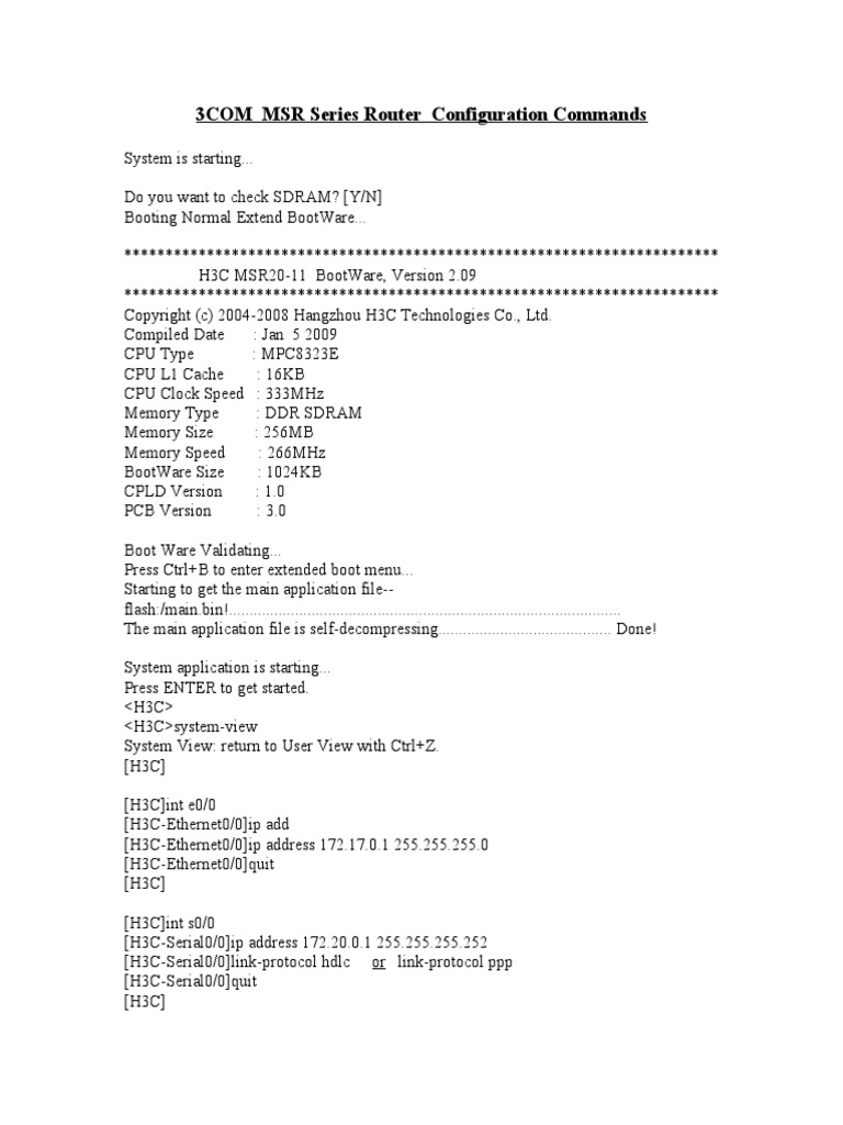 3com MSR Router Command | PDF | File Transfer Protocol | Booting