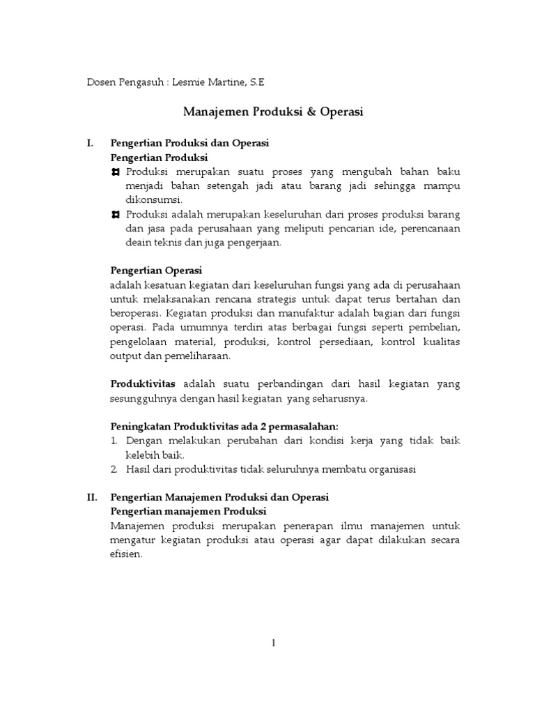 Manajemen Produksi dan Operasi