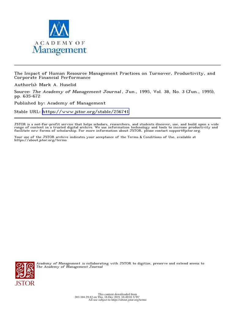 HRM Practices and Firm Performance Impact | PDF | Performance Appraisal ...