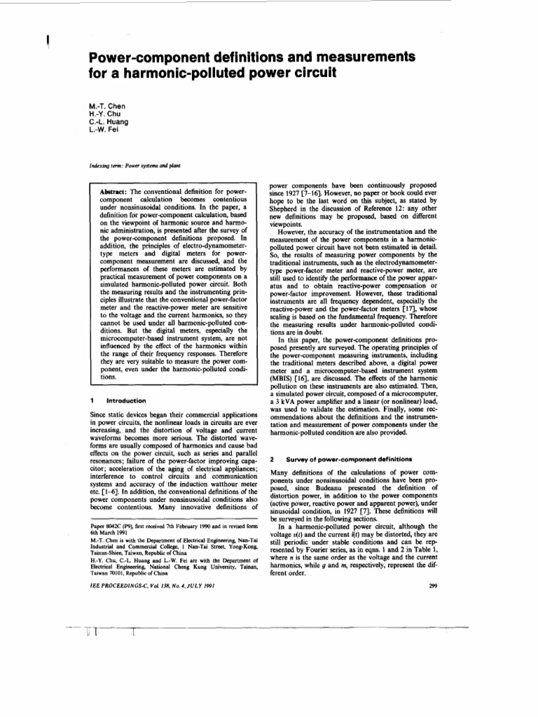 Component Definitions PDF Ac Power Electrical Network