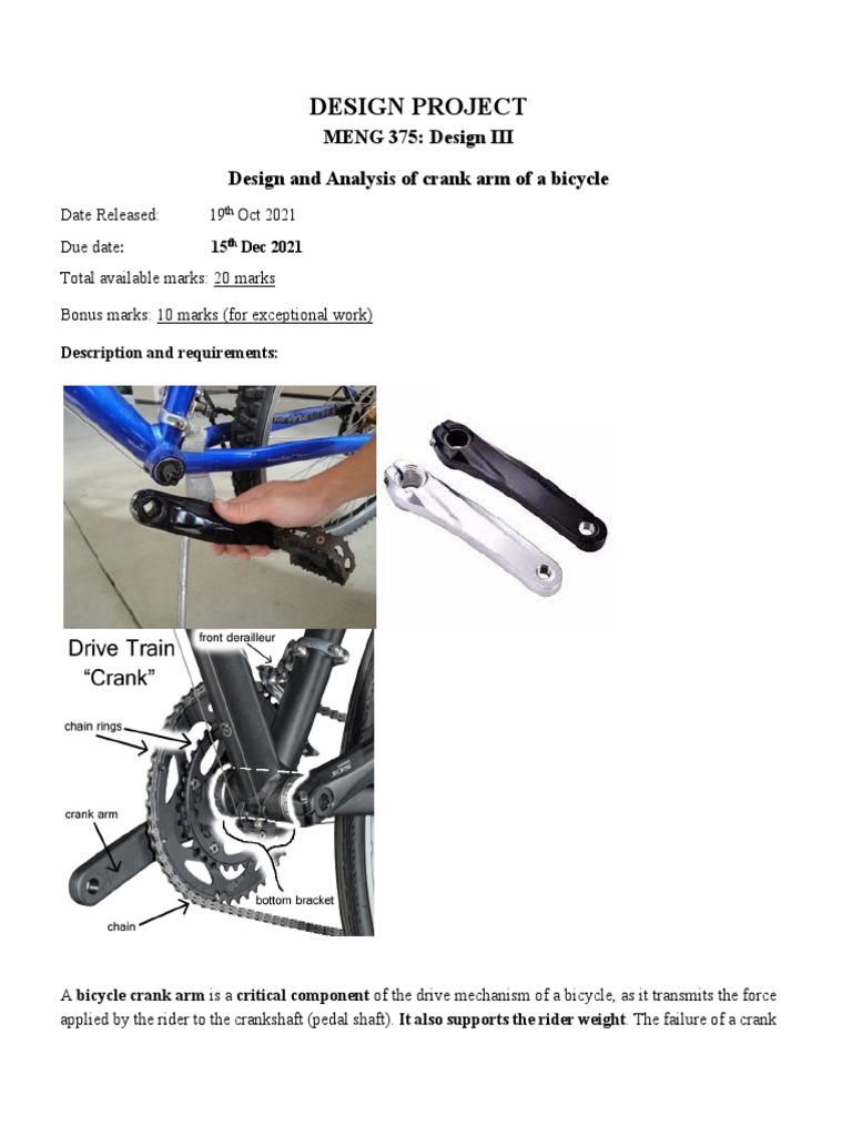 Design Project MENG 375 Design III Design And Analysis Of Crank Arm 