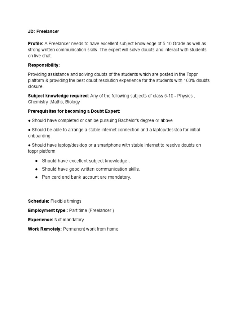 JD Freelancer | PDF | Business