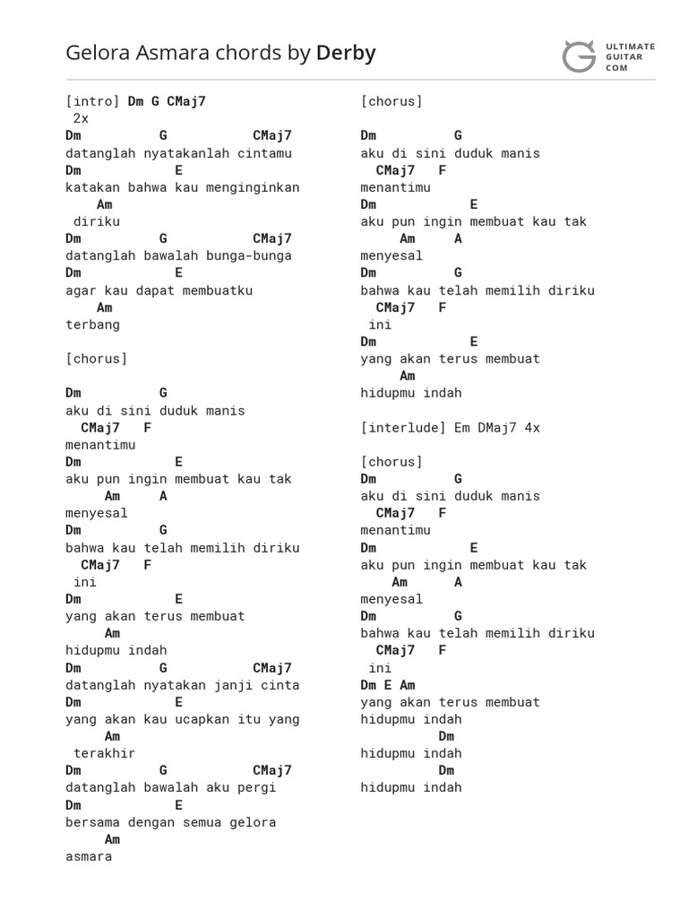 Gelora Asmara Chords PDF