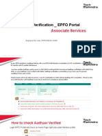 Aadhaar Verification - EPFO Portal: Associate Services