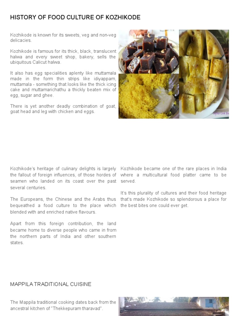 History of Food Culture of Kozhikode PDF Curry Foods