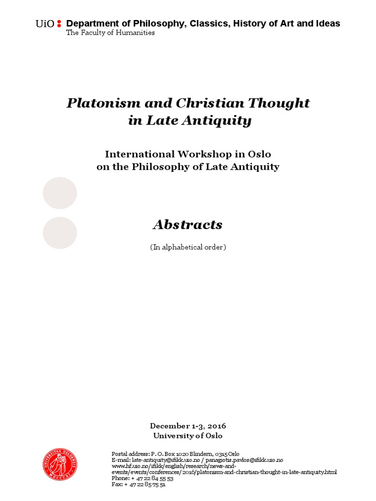 Abstracts Platonism And Christian Though Pdf Platonism Neoplatonism