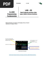 CL-1002 Programming Fundamentals: Basic Program Structure, Data Types, Math.h Library Functions