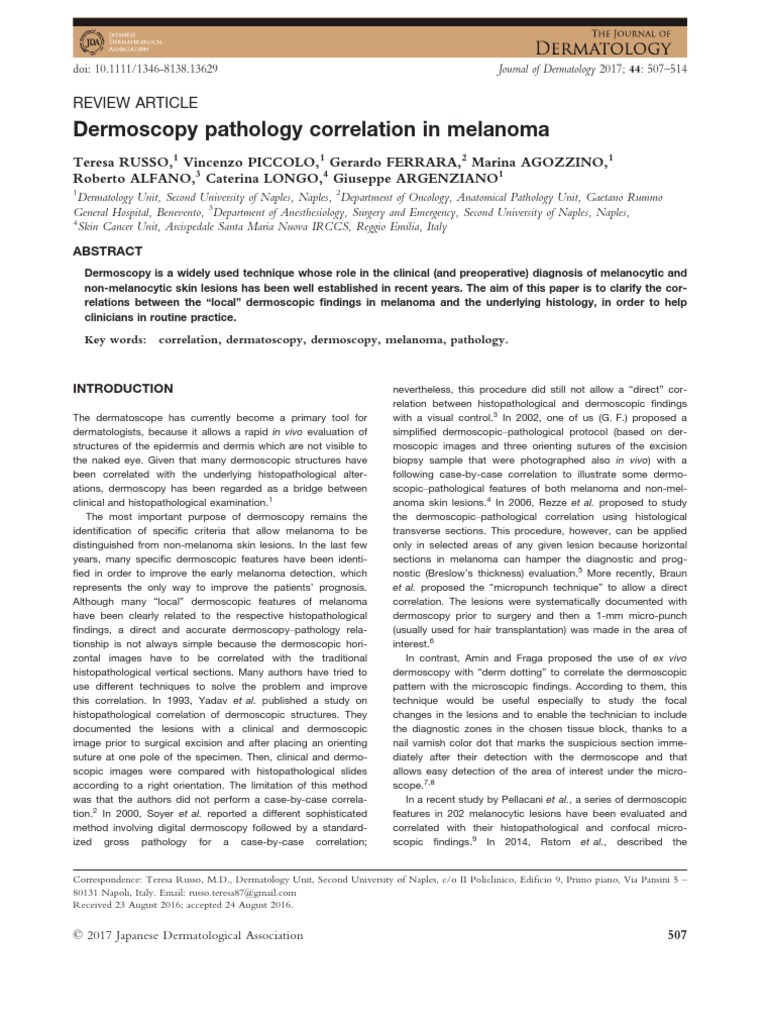Dermoscopy Pathology Correlation in Melanoma | PDF | Melanoma | Pathology