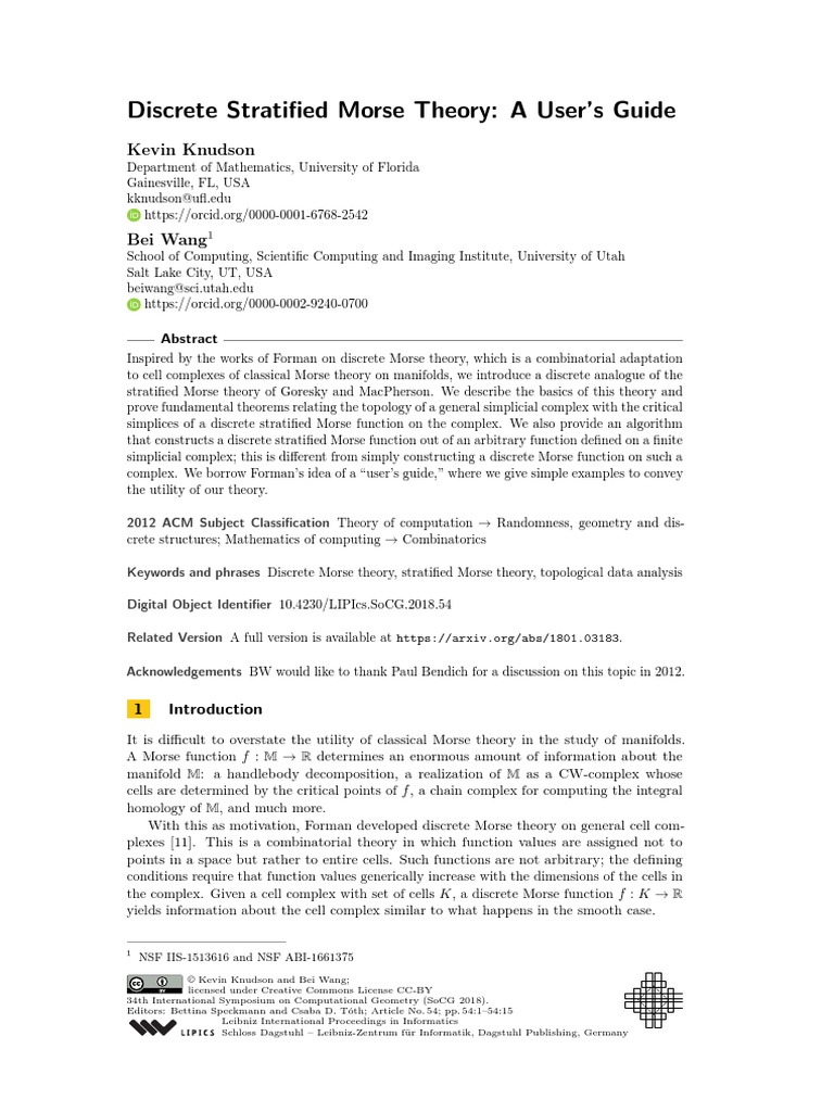 Discrete Stratified Morse Theory A User's Guide Kevin Knudson PDF
