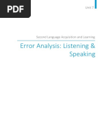 Error Analysis: Listening & Speaking: Unit 7