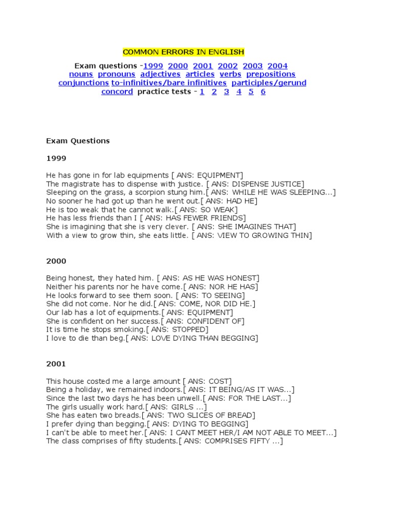 Common Errors in English Usage | PDF | English Language | Syntax
