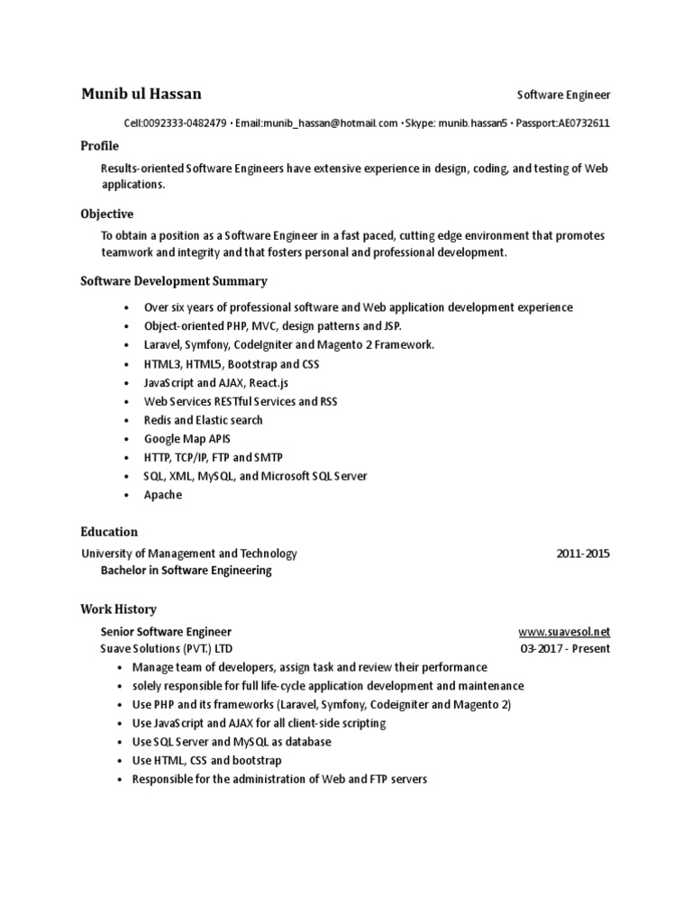 Software Engineer Career Profile | PDF | Internet & Web | World Wide Web