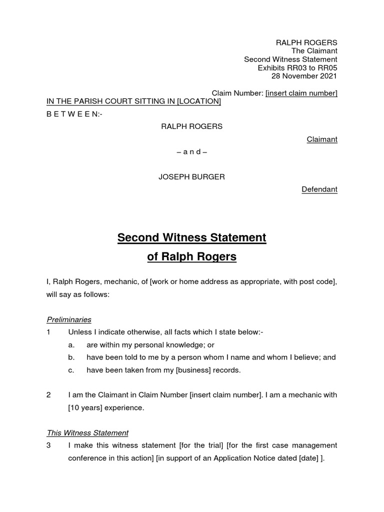 Second Witness Statement of Ralph Rogers: Preliminaries | PDF | Witness ...