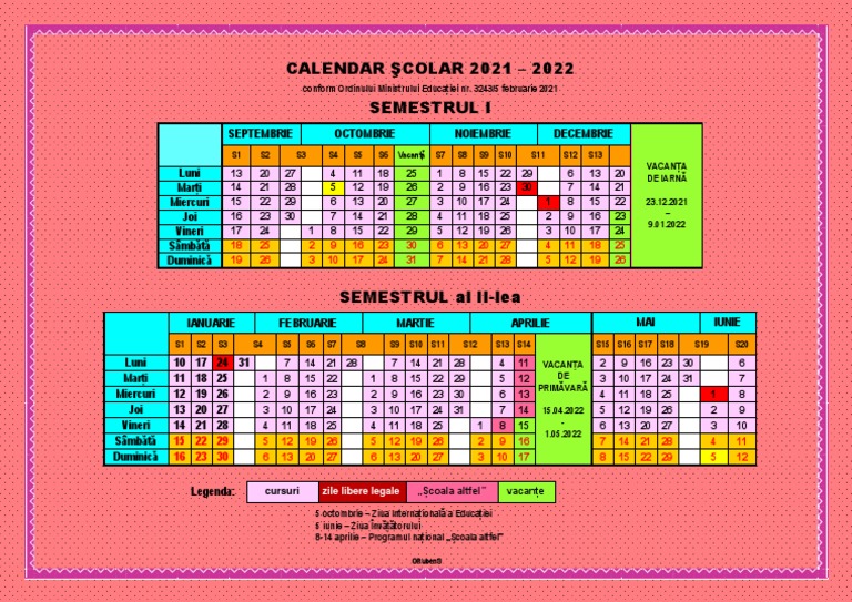 Calendar 20212022 Roz Gradinita Primar | PDF