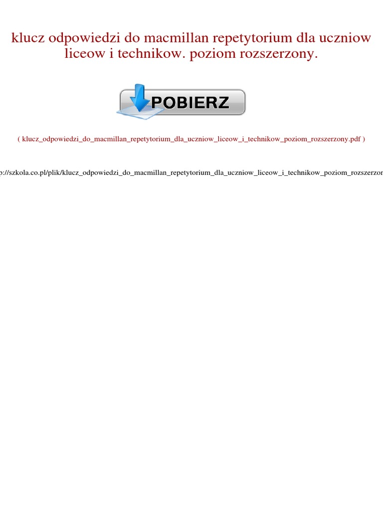 Repetytorium Dla Uczniów Liceów I Techników Macmillan Odpowiedzi Pdf