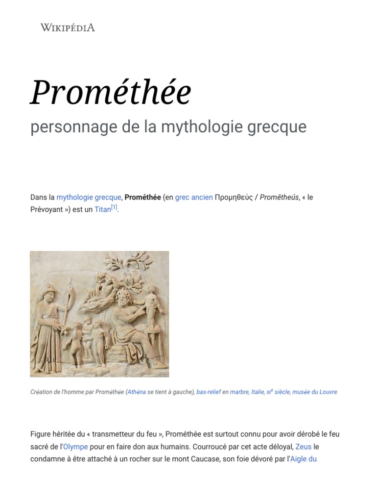 Prométhée : Mythe et Signification | PDF | Prométhée