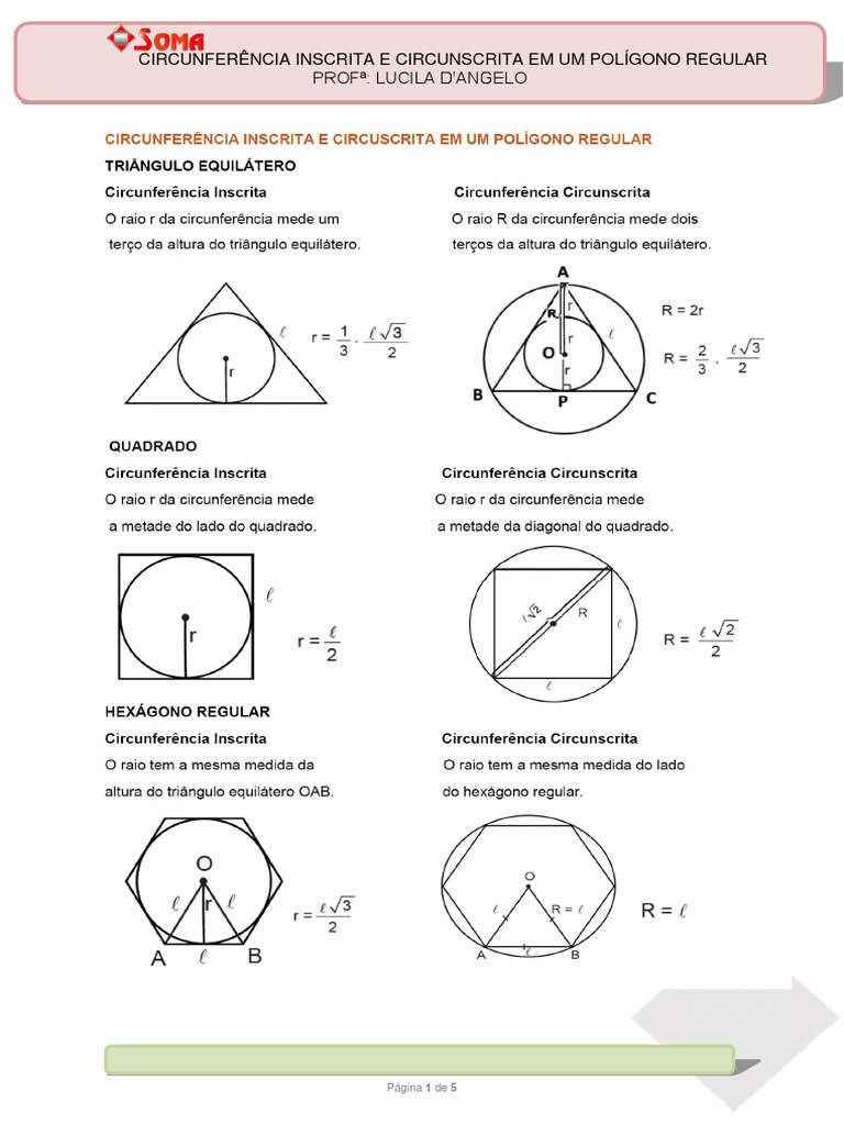 Circunferências em Polígonos Regulares | PDF | Polígono | Triângulo