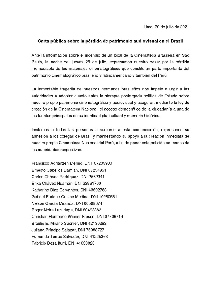 Carta Publica Brasil - 31.07.21 | PDF