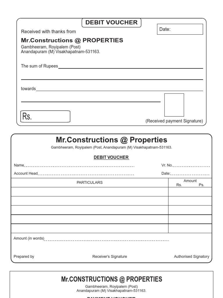 Debit Voucher Template for Payments | PDF