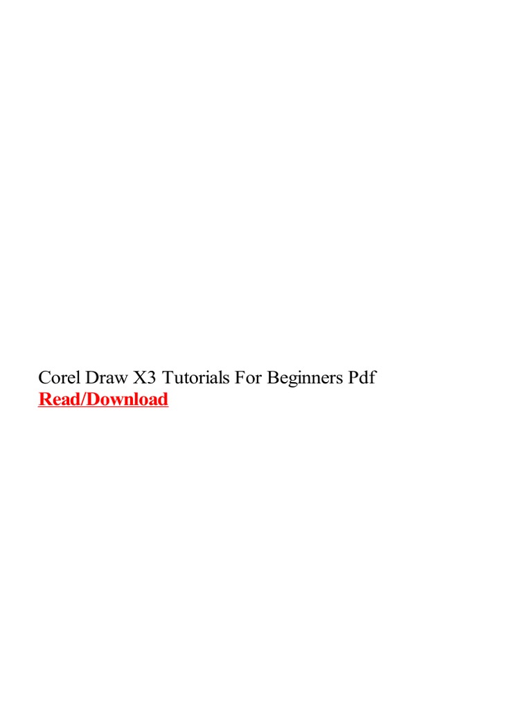 Corel Draw X3 Tutorials For Beginners PDF Read/Download PDF