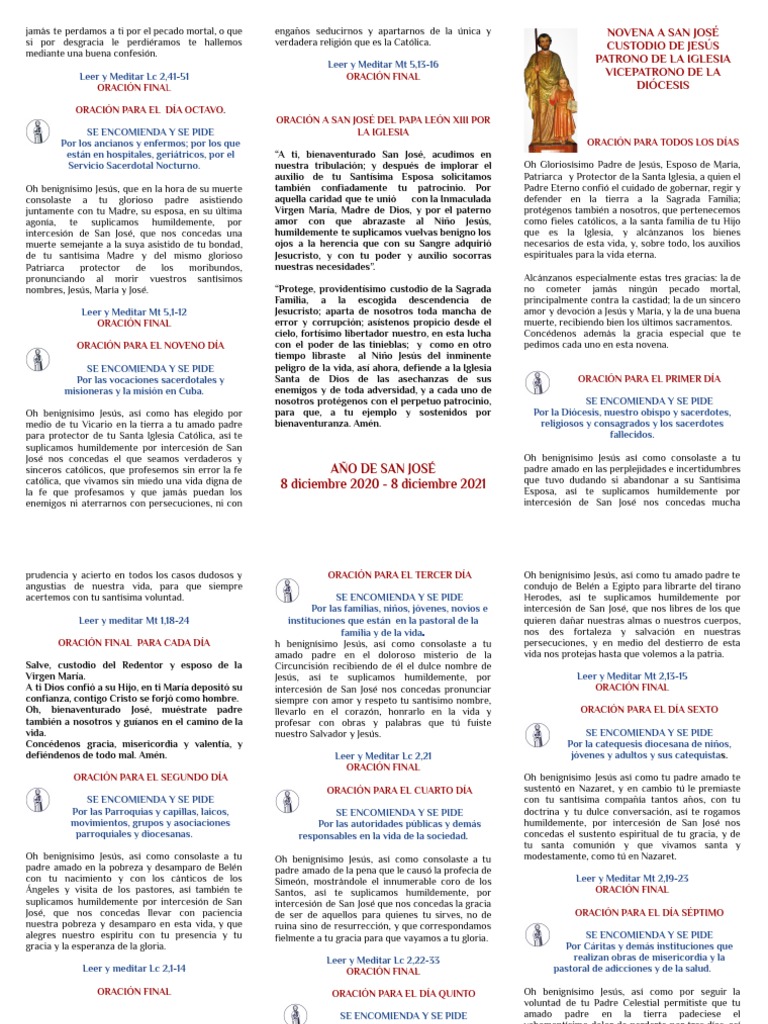 Novena a San José: Oraciones y Peticiones | PDF | Oración | María ...