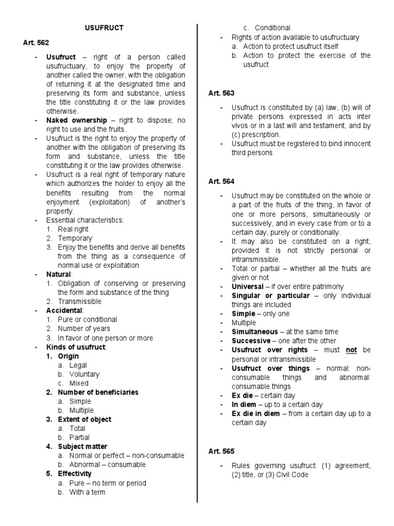 Usufruct and Easements | PDF | Easement | Property