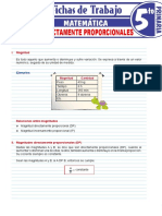 Magnitudes Directamente Proporcionales para Quinto Grado de Primaria