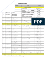 Presentation Schedule Wee K Day Presenters Topic Source: General Lecture